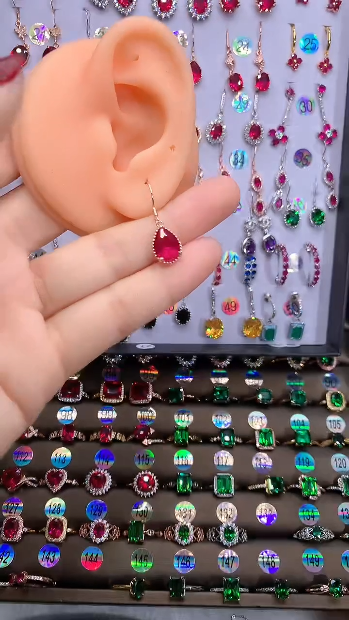 【闪购商品】红宝石耳饰银S925镶嵌玫瑰金