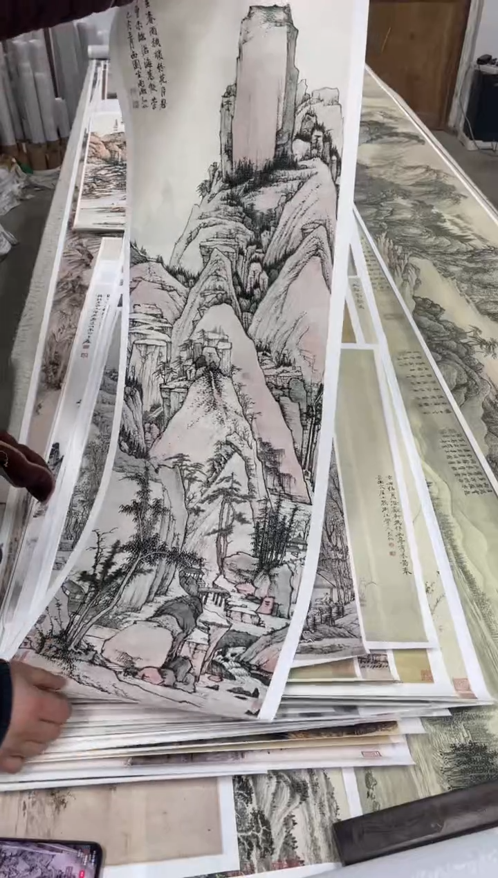 弘仁  西园坐雨图 微喷复刻