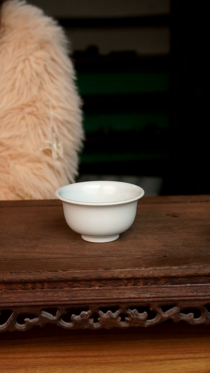 杯月白压手杯微微不完美