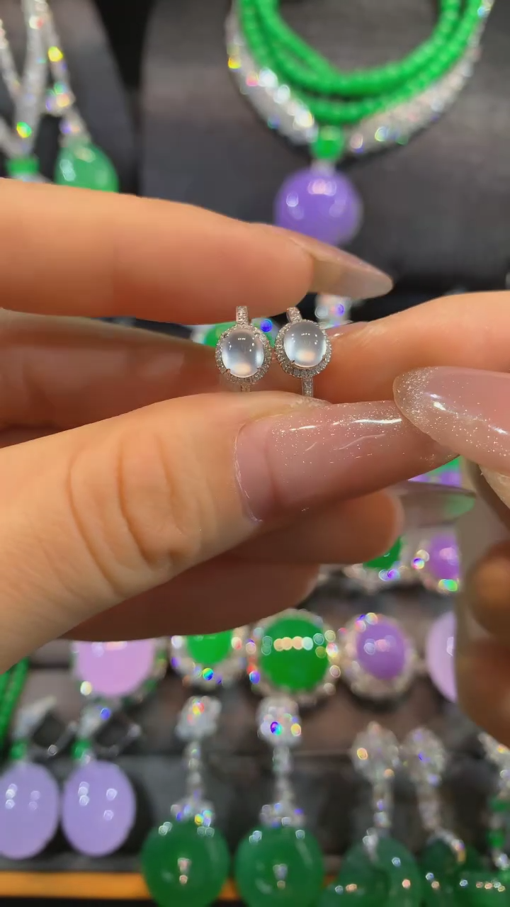 【闪购商品】翡翠耳饰18K金镶嵌耳饰