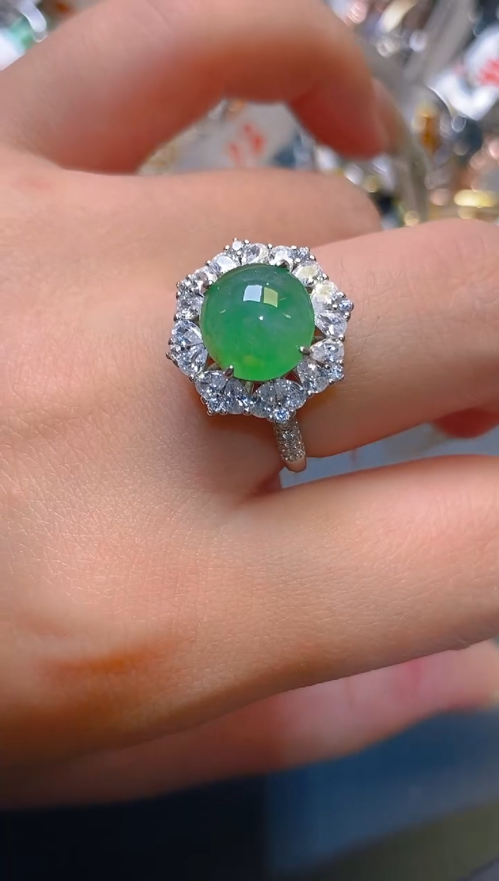 【闪购商品】翡翠耳饰银S925镶嵌天然A货翡翠1