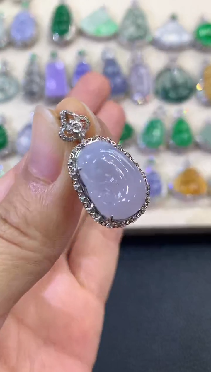 【闪购商品】翡翠吊坠(不含链)18K金镶嵌B34有色差