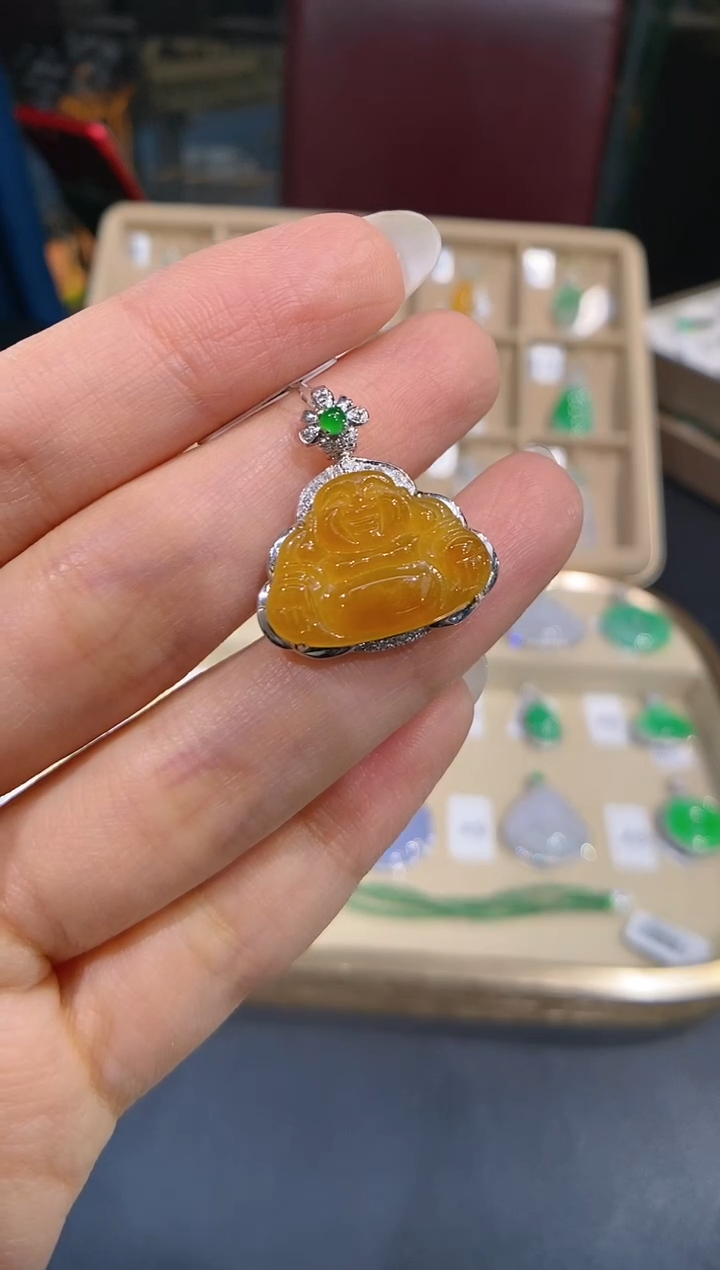 【闪购商品】翡翠颈饰18K金镶嵌佛公