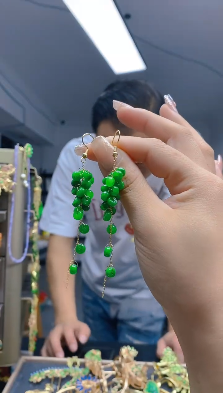 【闪购商品】翡翠耳饰合金85翡翠耳钩