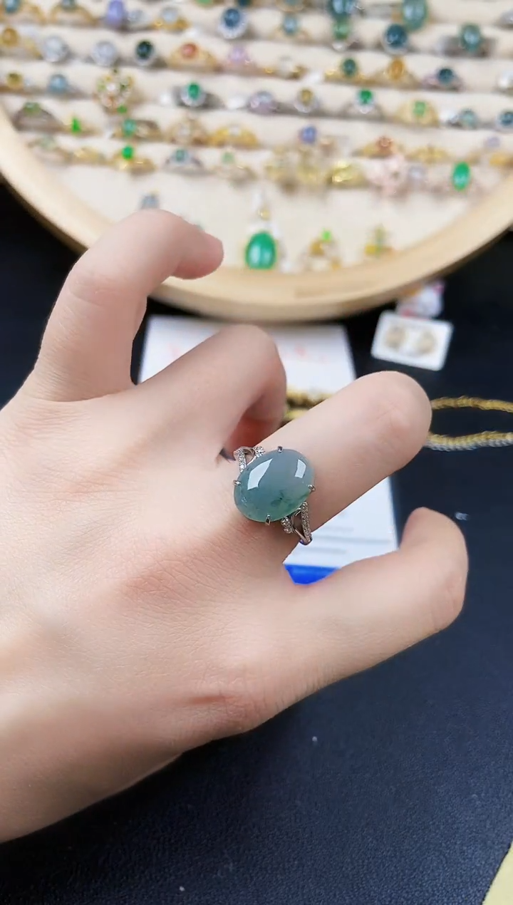 【闪购商品】翡翠银S925镶嵌戒指4565464