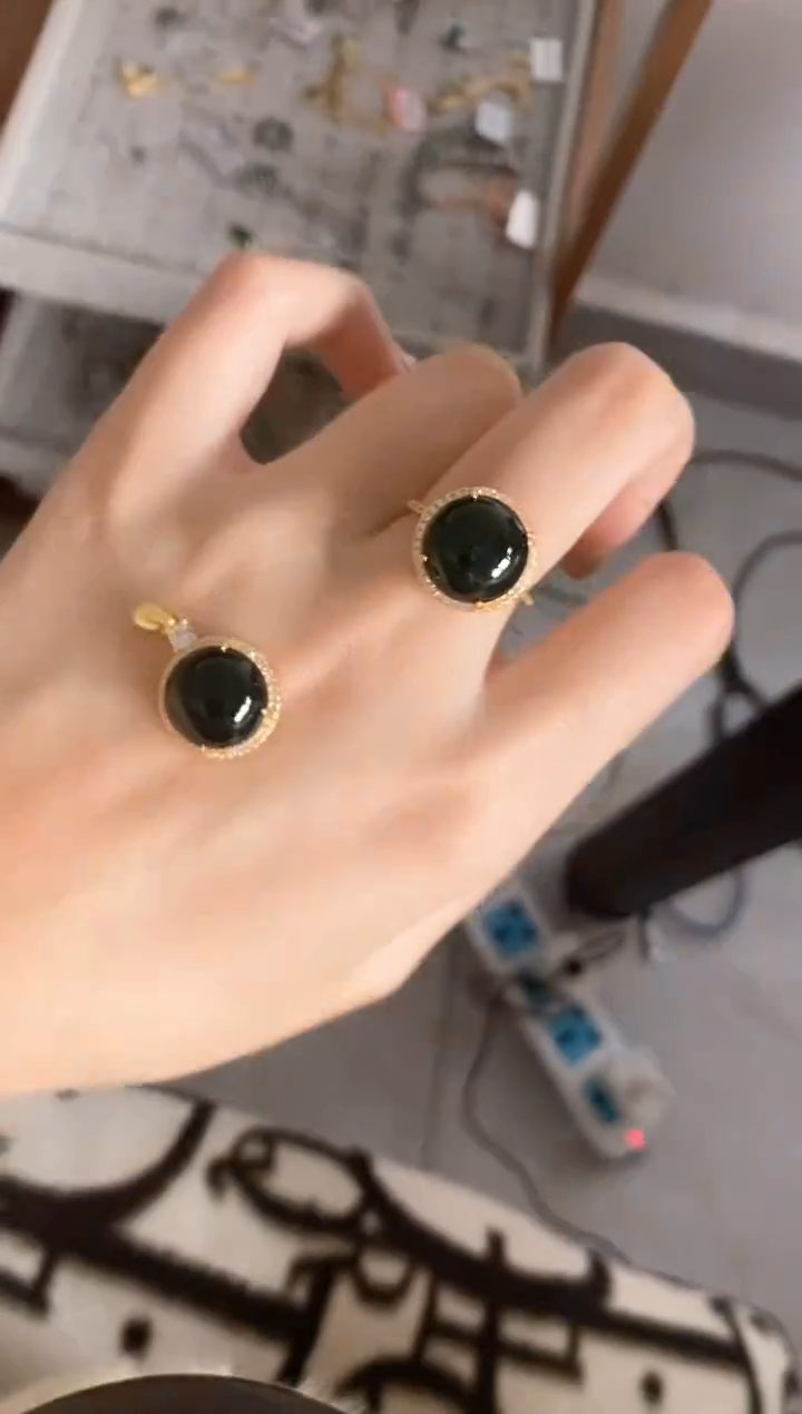 银S925镶嵌戒指翡翠51511