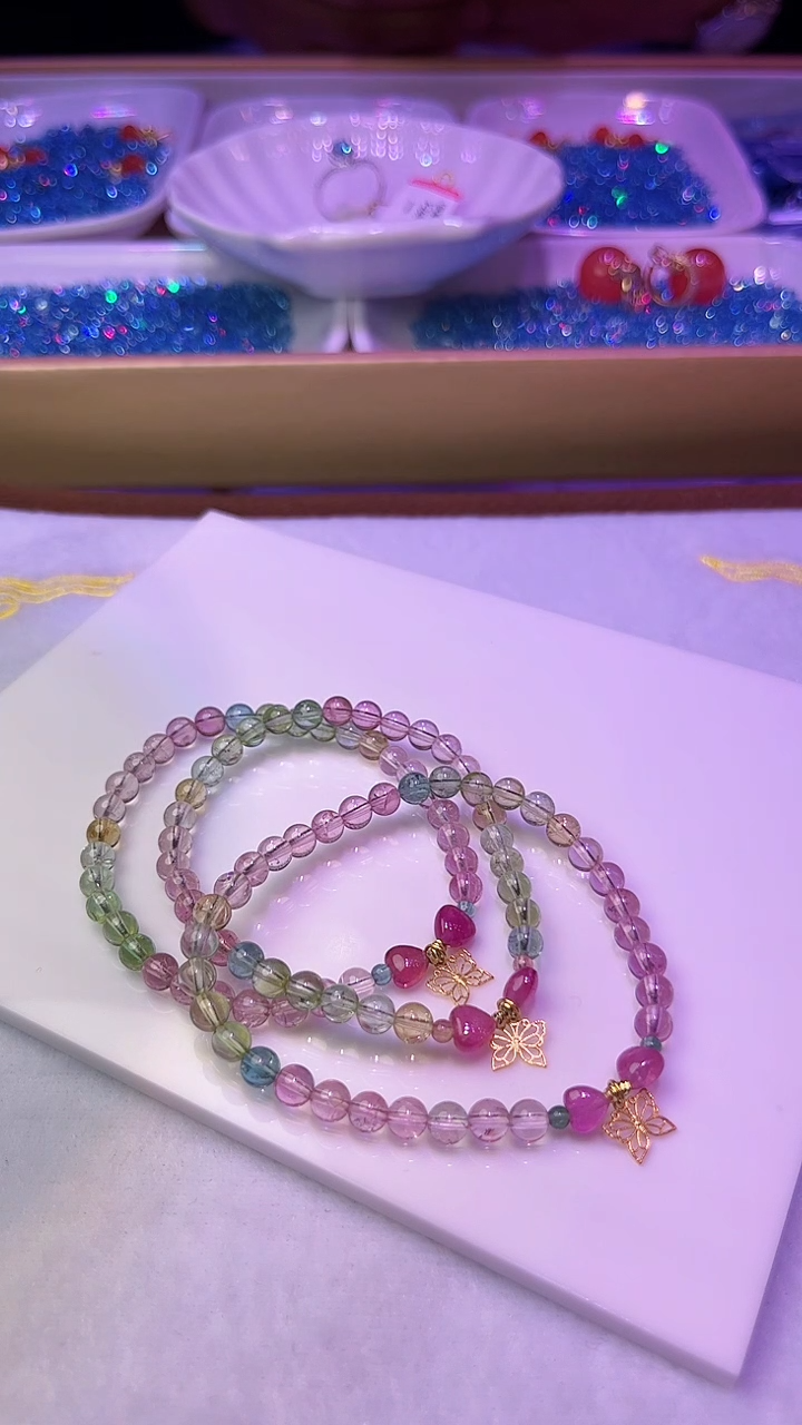 【闪购商品】碧玺手串18K金镶嵌0122m002多样性发一