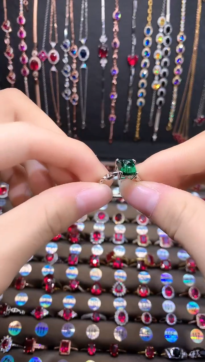 戒指透辉石银S925镶嵌8糖塔