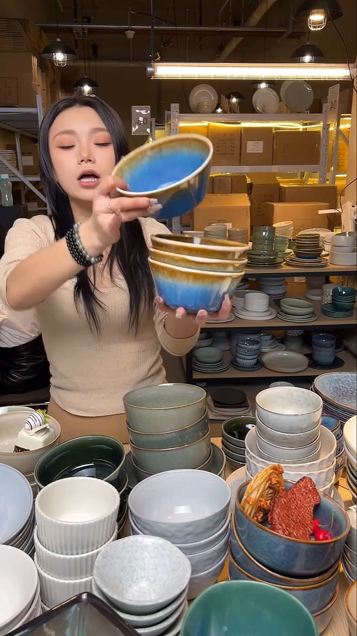 瓷157【瑕疵】外贸尾货窑变釉下彩