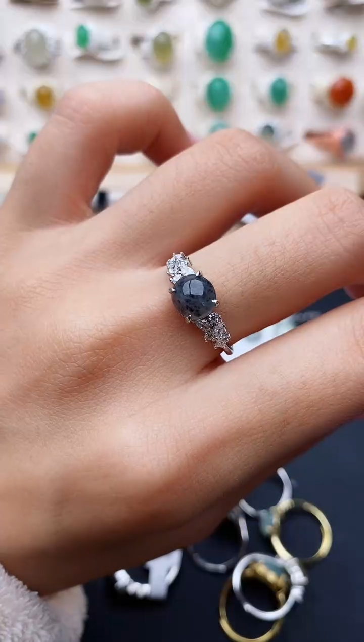 【闪购商品】翡翠戒指银S925镶嵌缅甸翡翠