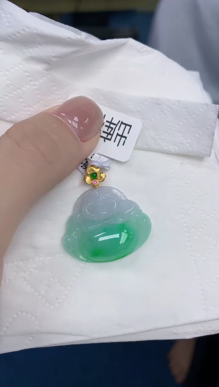 【闪购商品】翡翠颈饰18K金镶嵌天然缅甸翡翠A货