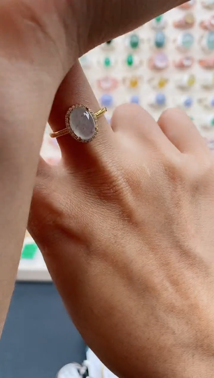 【闪购商品】翡翠戒指银S925镶嵌缅甸天然A货翡翠111  2+2