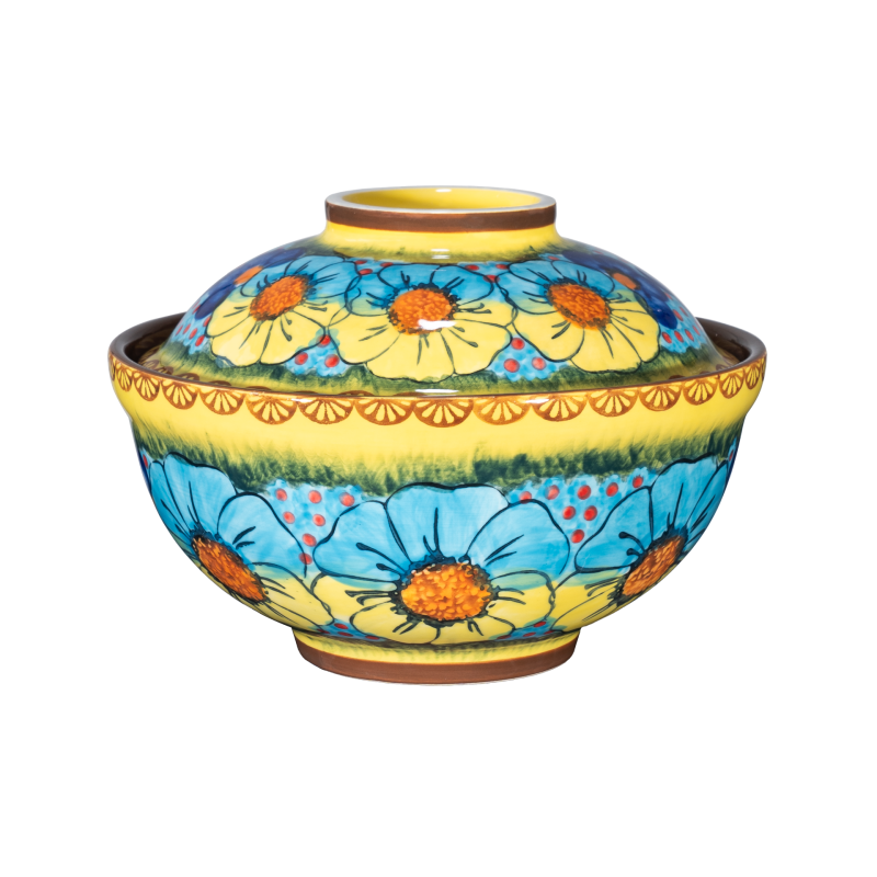 【SILESIA/出口原单】手绘琉璃黄-6.5英寸两用盖碗