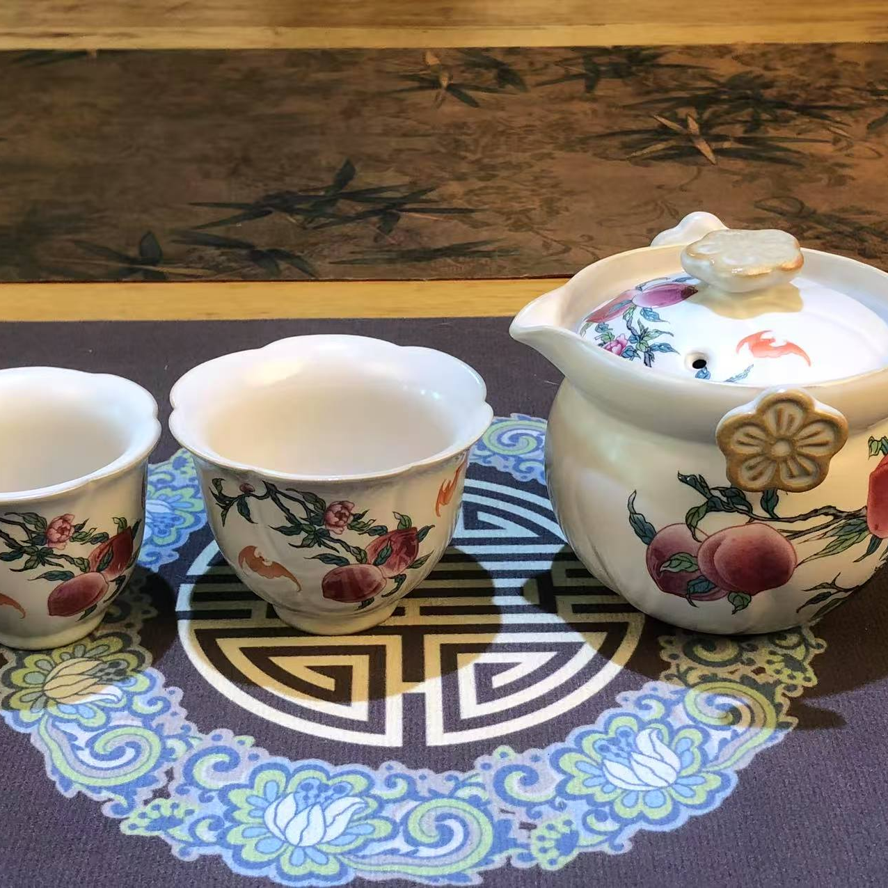 KK0471-九桃手抓白瓷快客旅行套