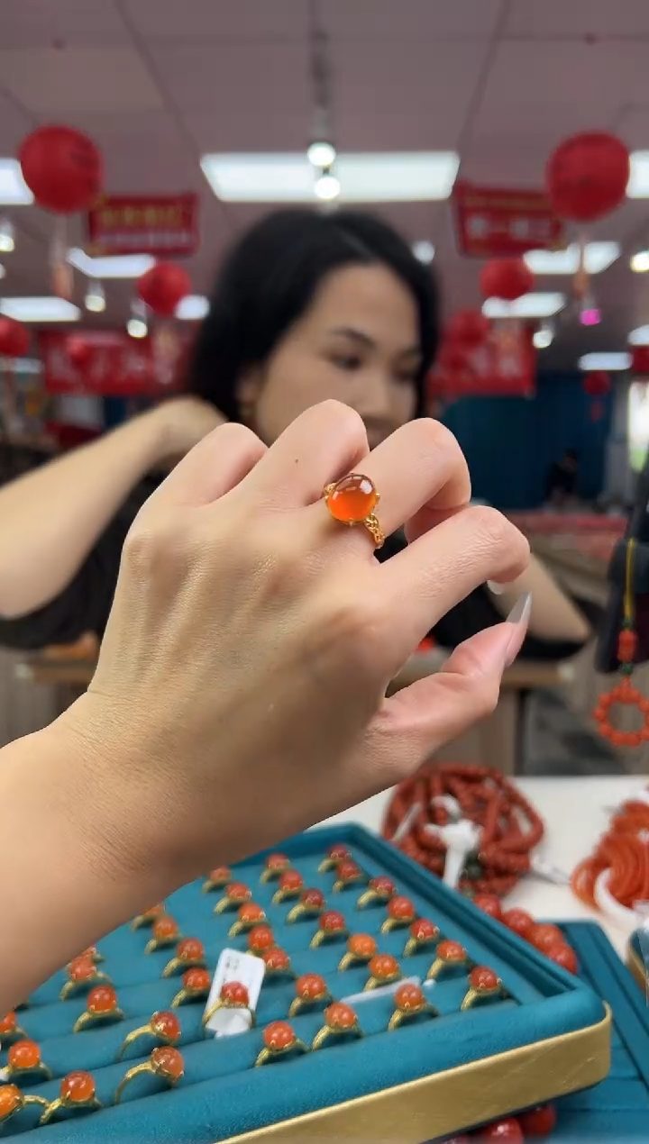 【闪购商品】南红玛瑙戒指银S925镶嵌1.25-（多样式）