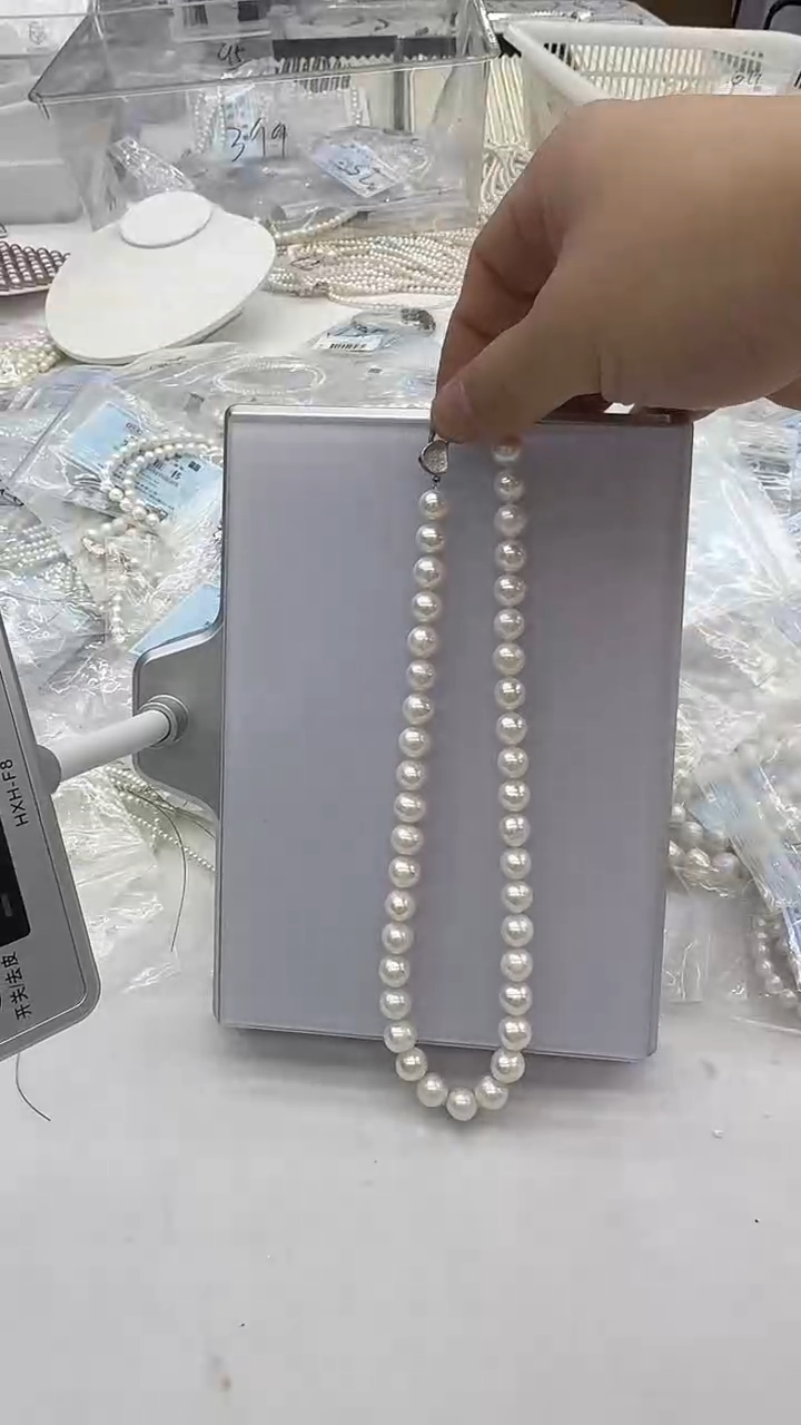 项链银S925镶嵌淡水珍珠10-11mm 爱心扣-孤品