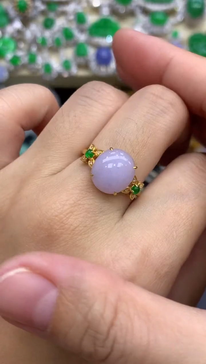 18K金镶嵌戒指翡翠357-中国好珍宝