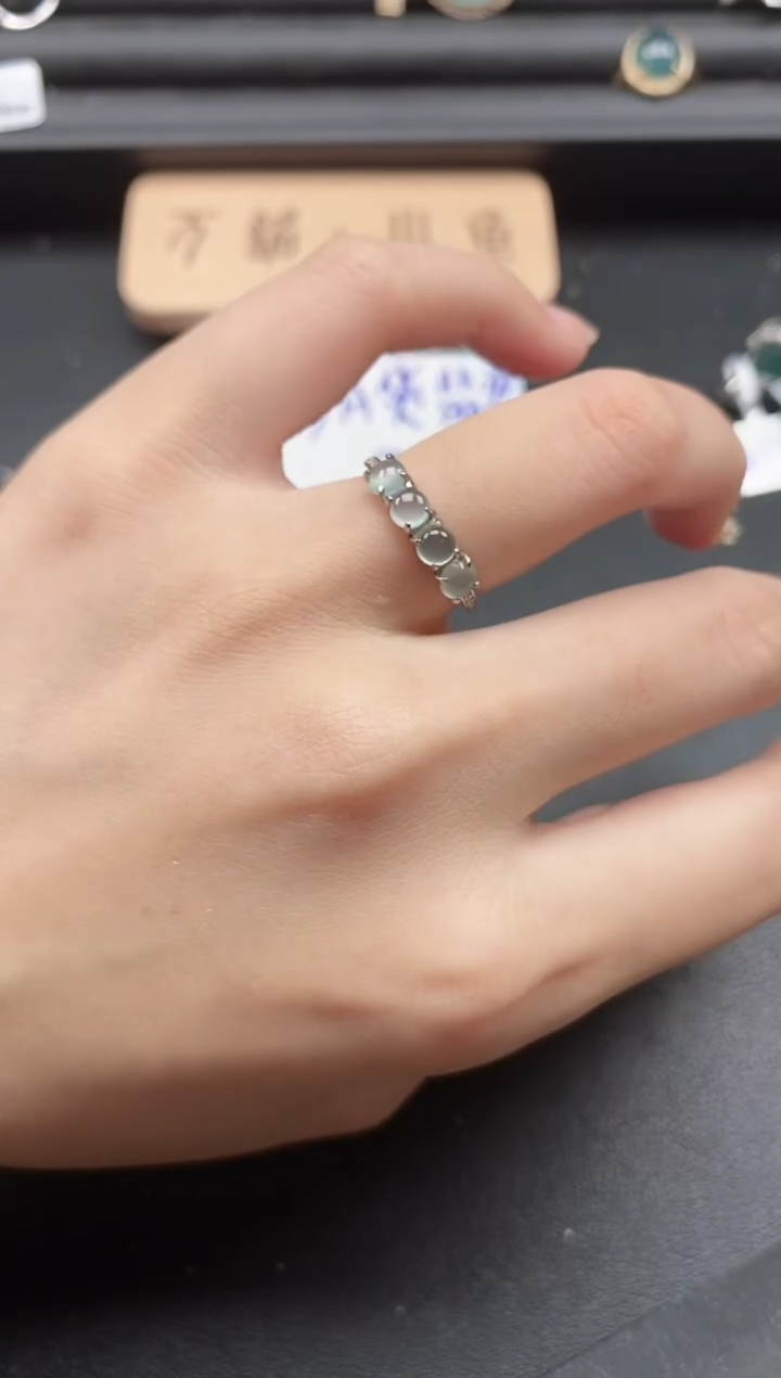 翡翠戒指银S925镶嵌1551-2