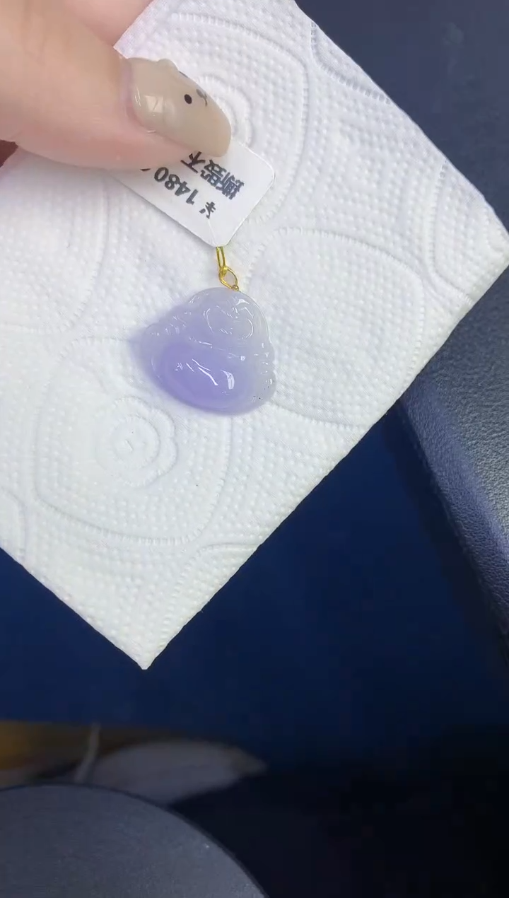 颈饰18K金镶嵌翡翠缅甸天然翡翠A货