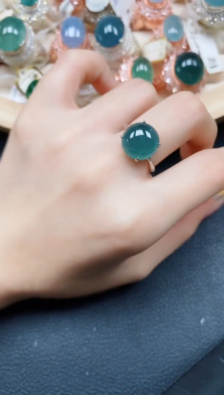 【闪购商品】翡翠戒指银S925镶嵌翡翠