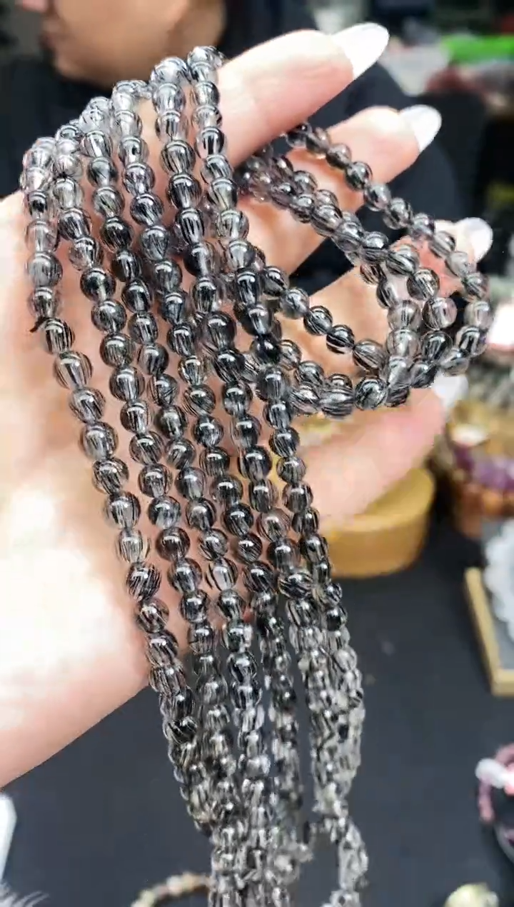 【闪购商品】水晶手串未镶嵌黑发三圈手串多样性发其一