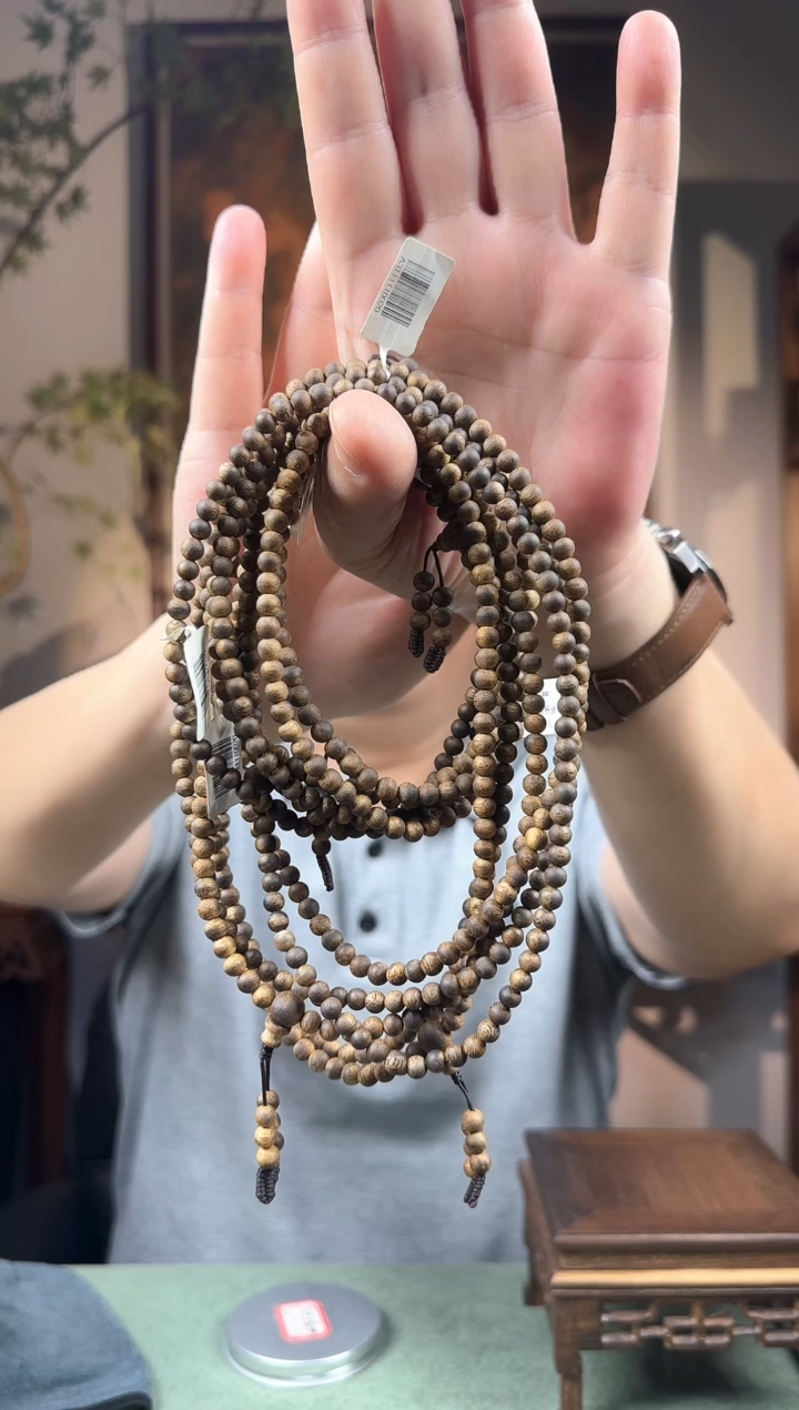 沉香手串天然海南莺歌绿棋楠5mm圆珠多圈手串（多样性发其一