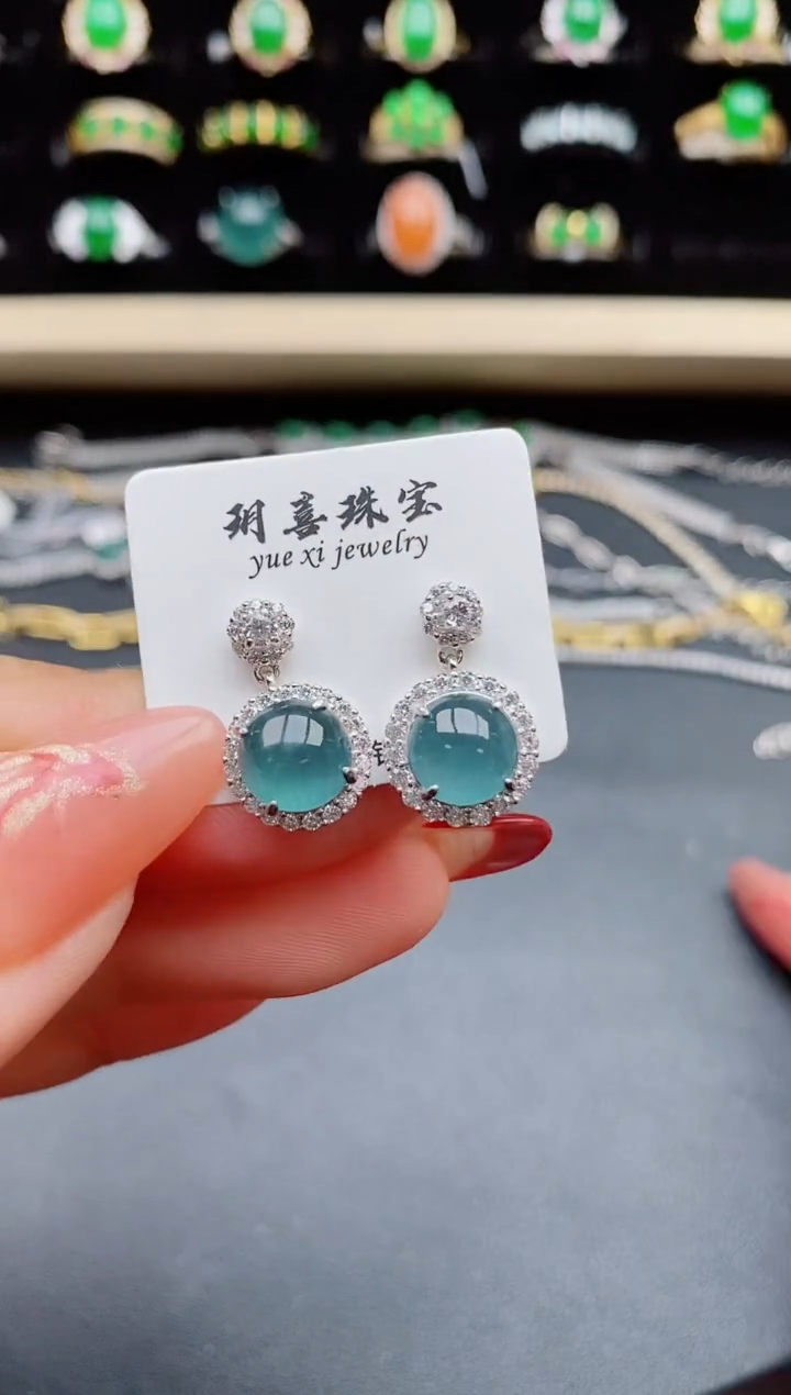 【闪购商品】翡翠耳饰银S925镶嵌1321321