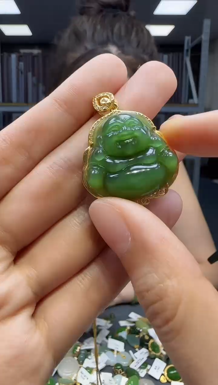 和田玉银S925镶嵌挂件 不含链