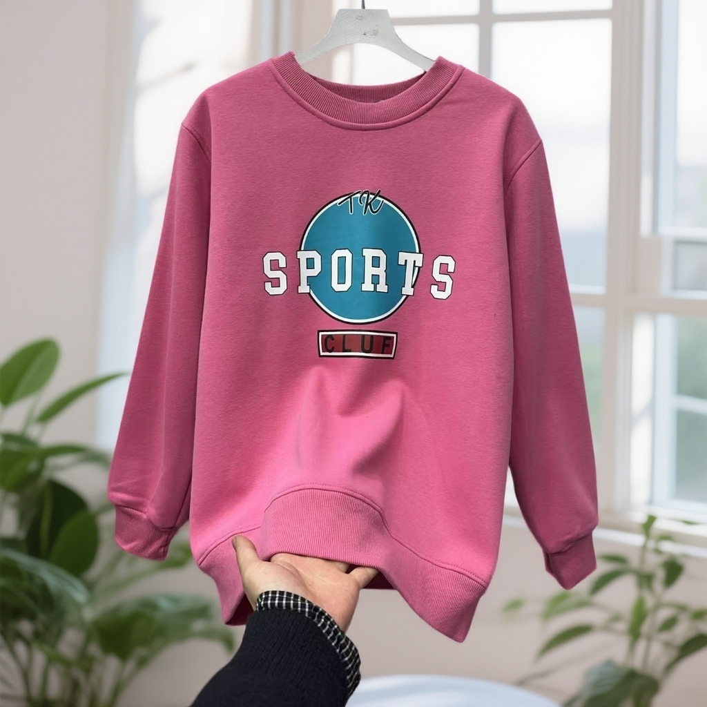 22802#【衣长65左右】秋冬圆领印花宽松休闲加绒卫衣