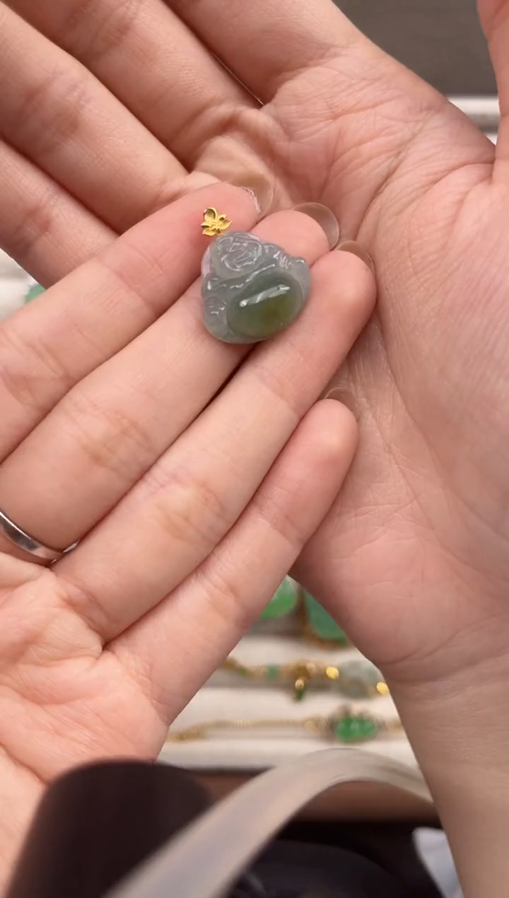 吊坠(不含链)18K金镶嵌翡翠翠小二缅甸翡翠严选TXB