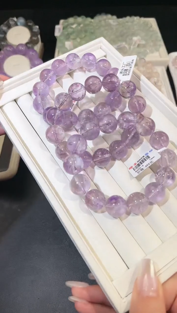 水晶手链未镶嵌多样性发一紫水16mm