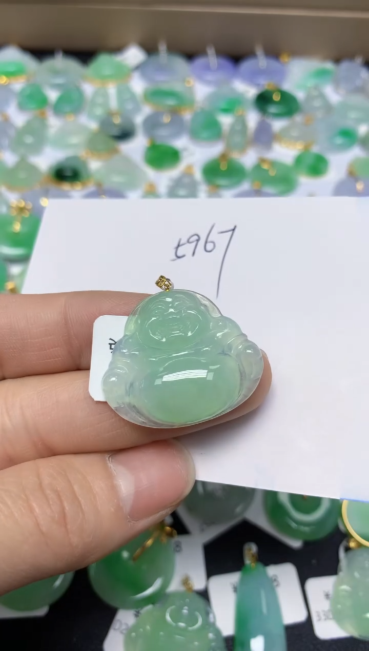 【闪购商品】翡翠挂件18K金镶嵌 天然翡翠A货