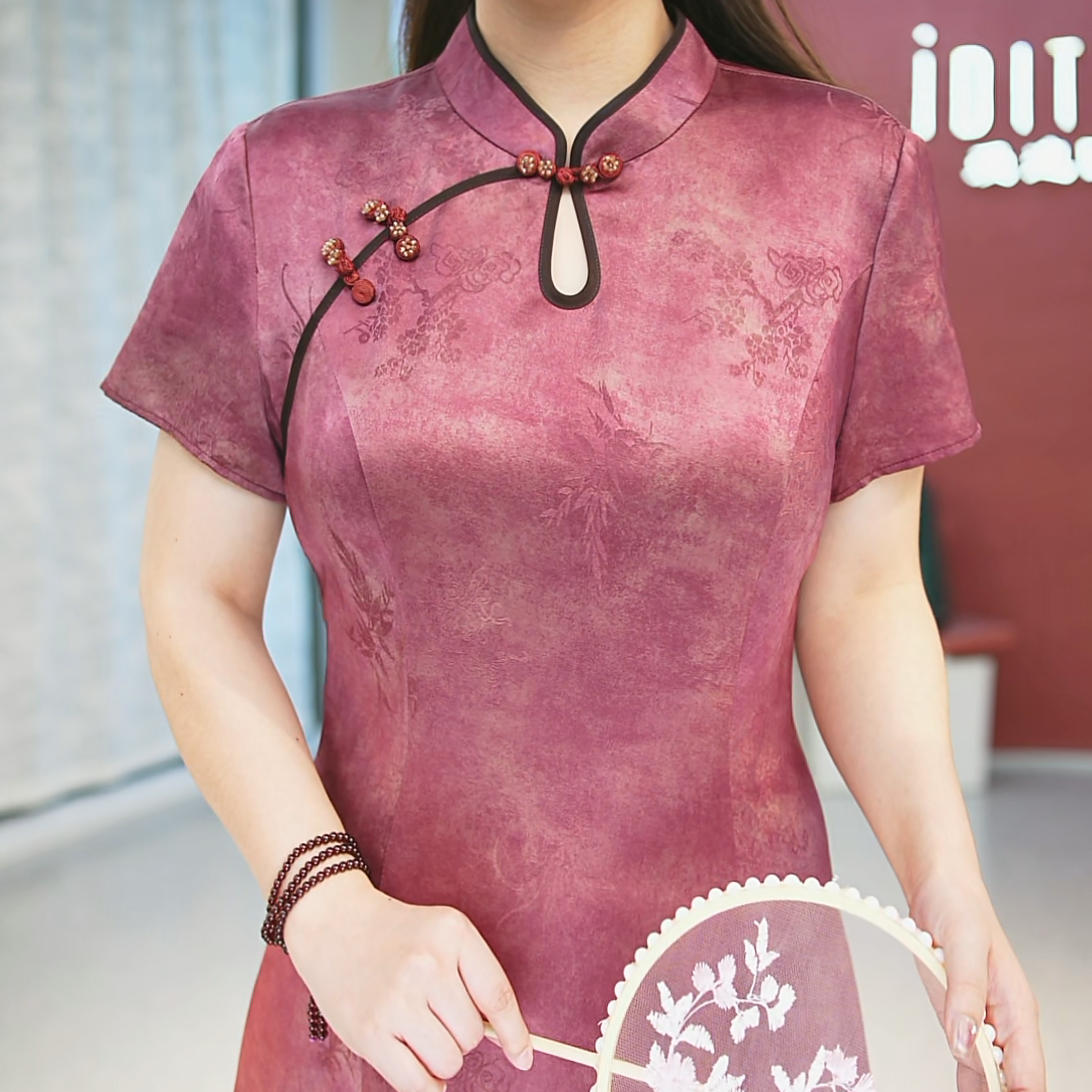 莨纱 四君子 复古香云中式夏季立领修身印花高腰显瘦旗袍气质时尚