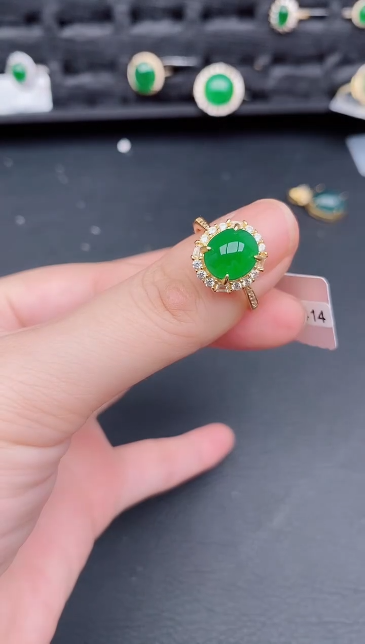 银S925镶嵌戒指翡翠天然a货翡翠318