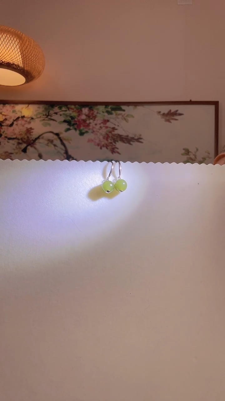 银S925镶嵌和田玉耳饰耳坠