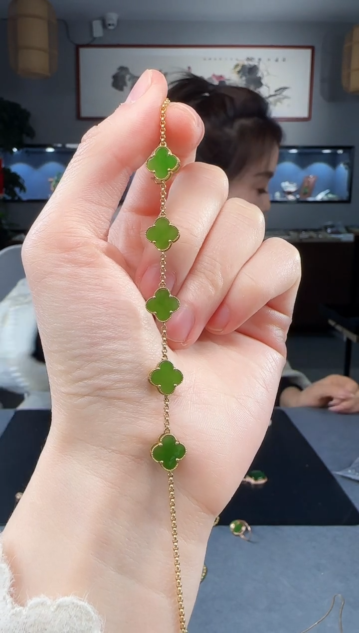 【闪购商品】和田玉手链18K金镶嵌1