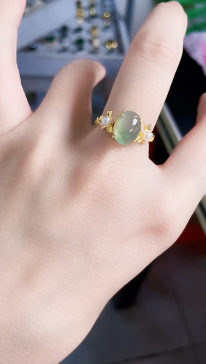 【闪购商品】翡翠银S925镶嵌戒指646464