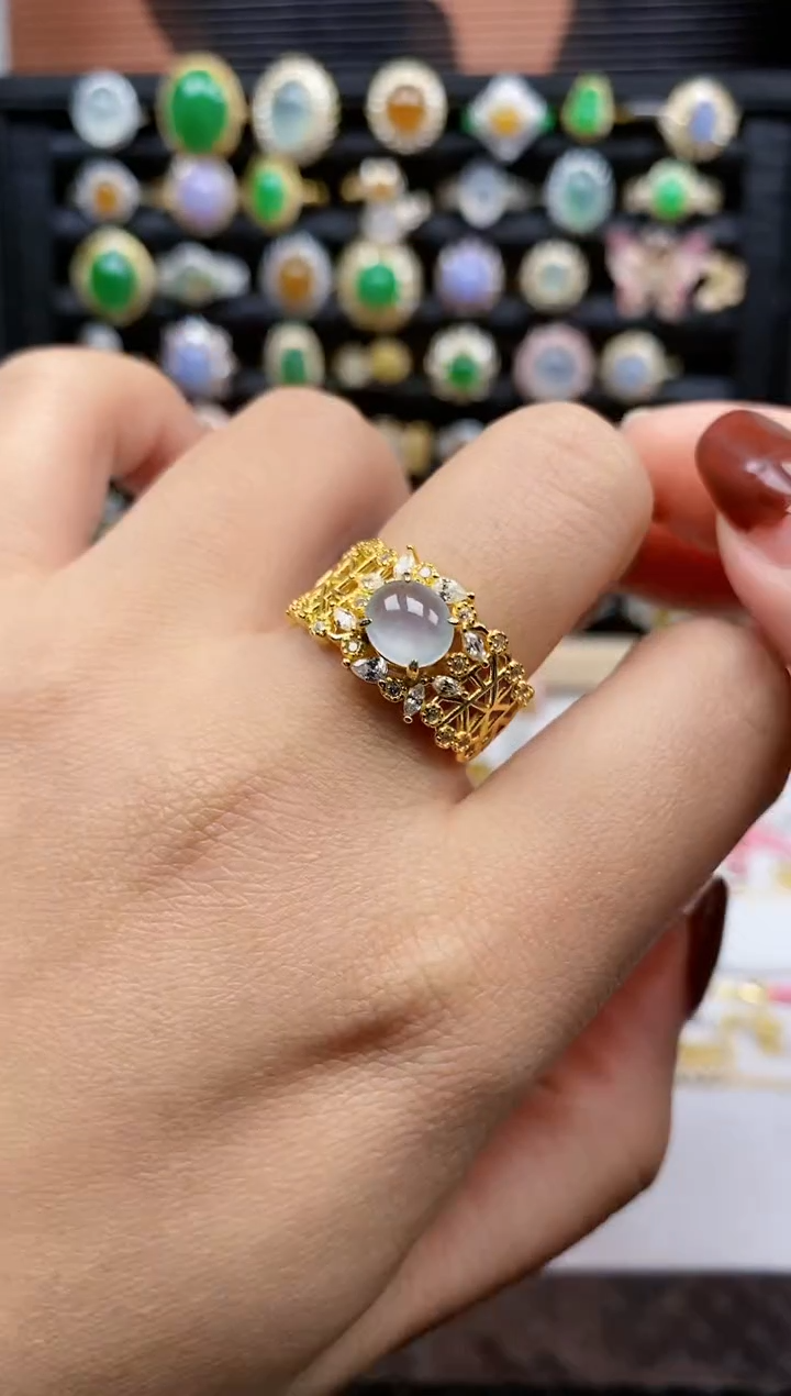 银S925镶嵌戒指翡翠347