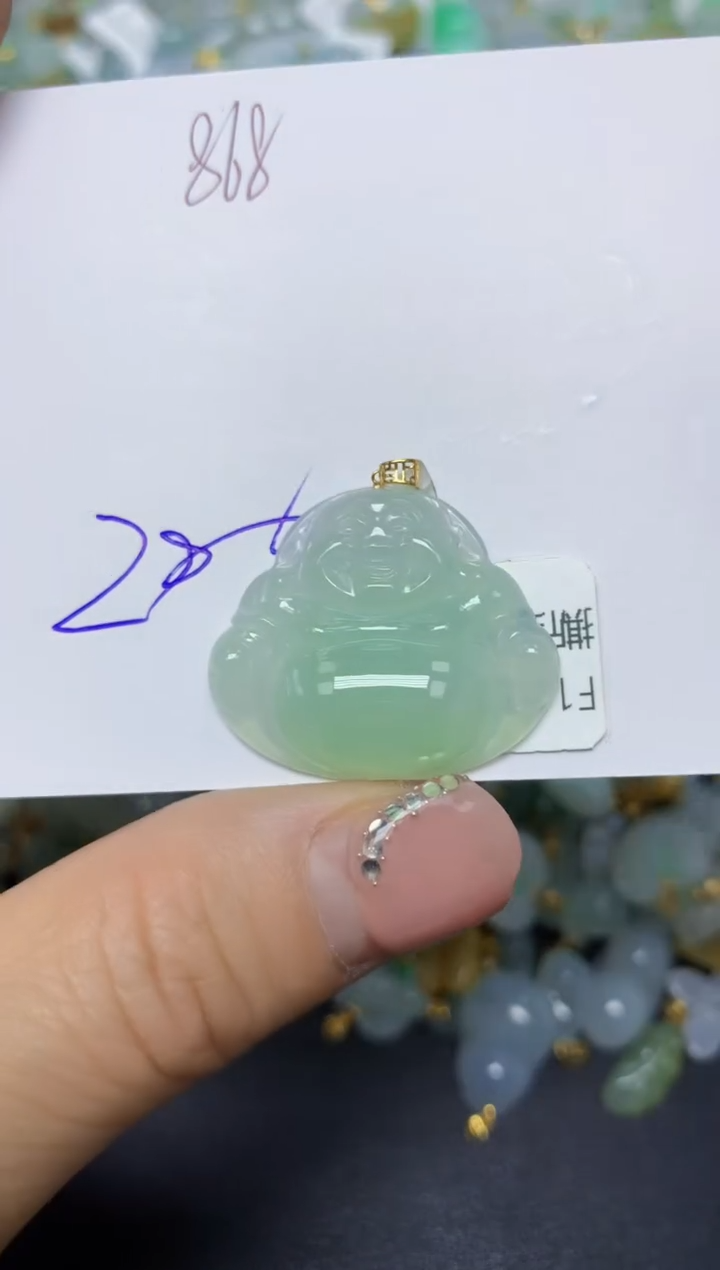 【闪购商品】翡翠挂件18K金镶嵌 天然翡翠A货