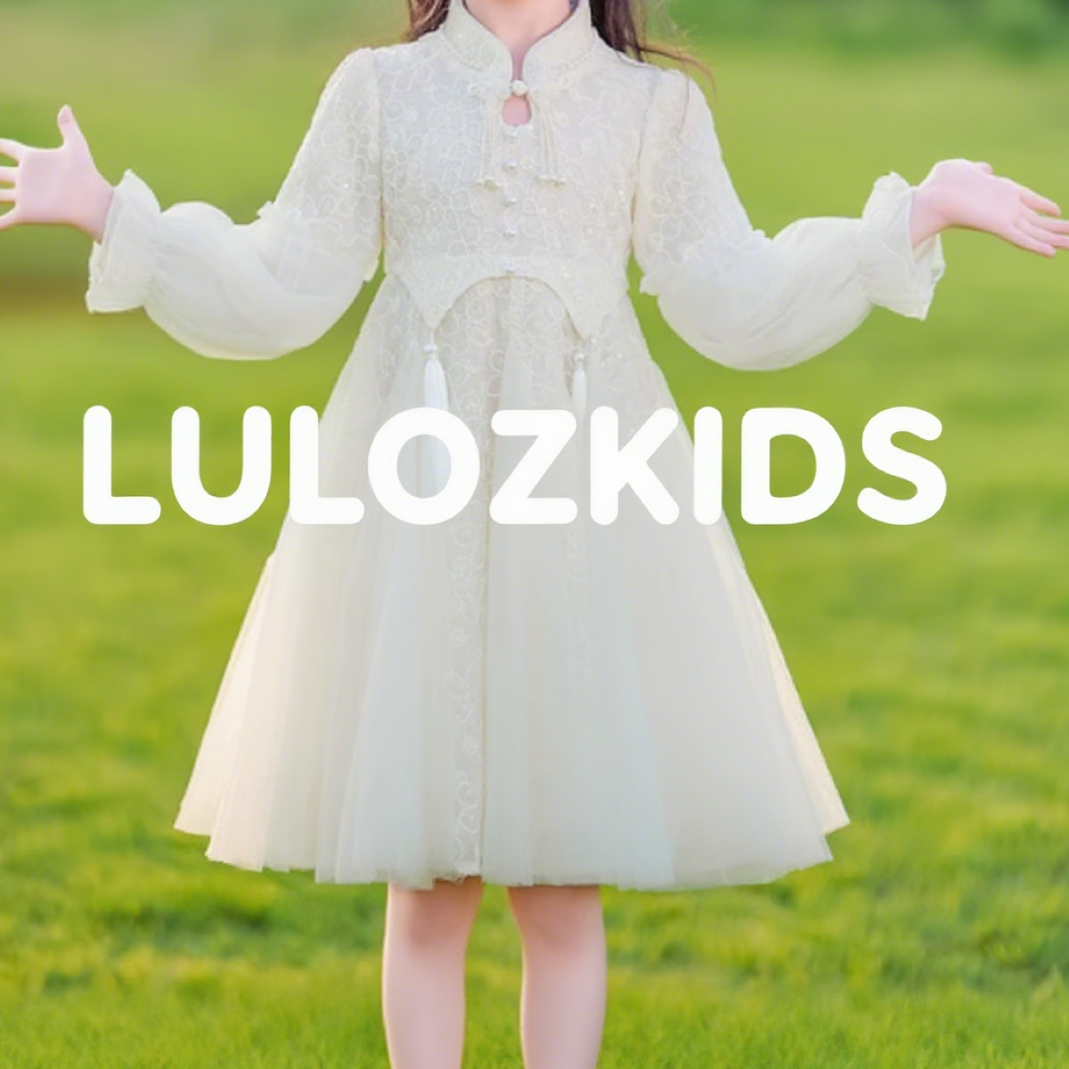 LULOZKIDS女童2025秋装新款生日连衣裙儿童新中式裙子小女孩秋季