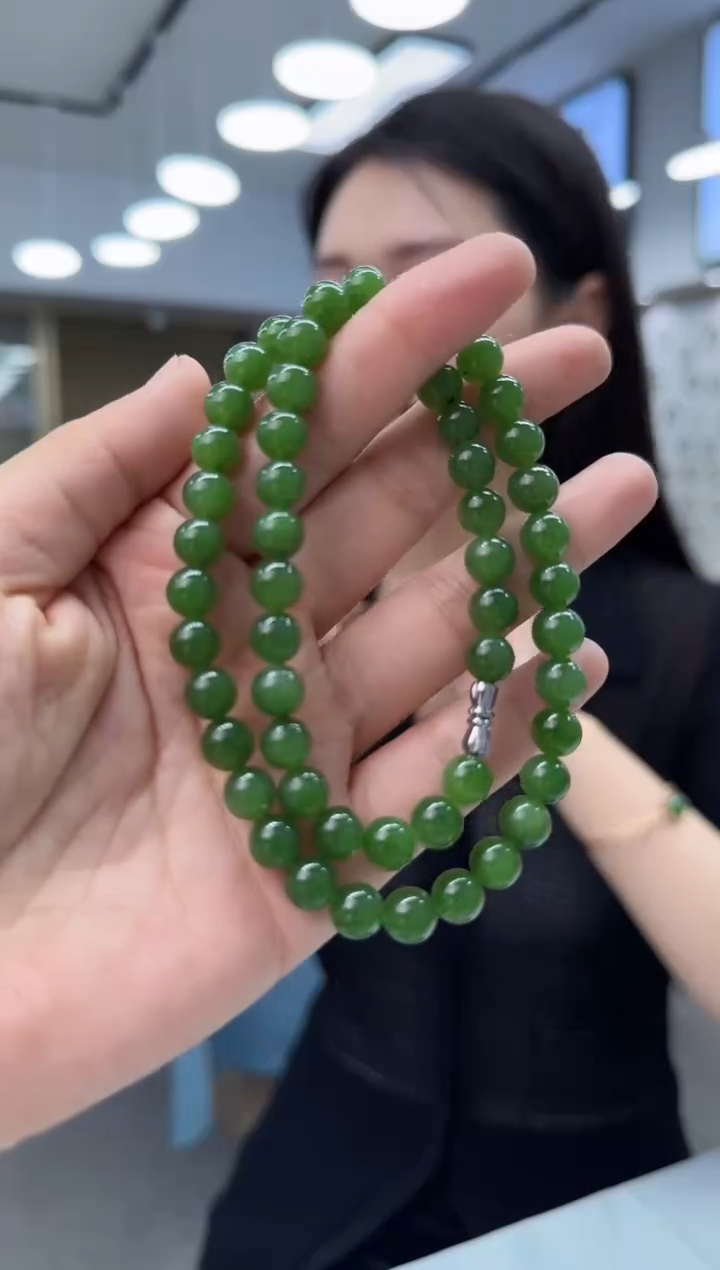 和田玉未镶嵌颈饰8mm碧玉仙女链