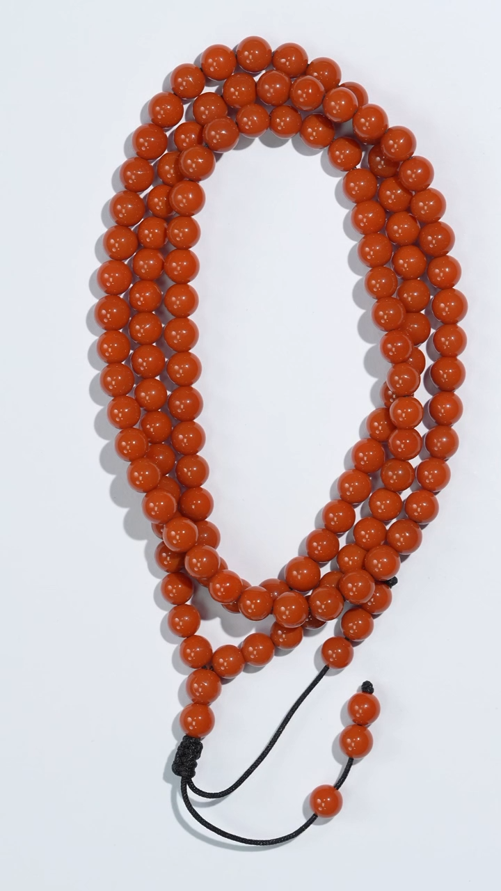 南红玛瑙长链未镶嵌柿子红纯色长链5.8mm