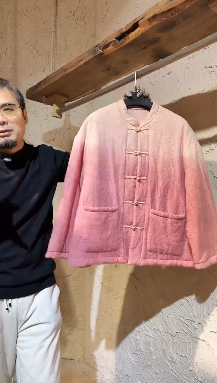 薯莨染植物染金线盘扣棉服