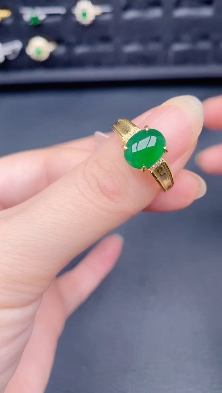 银S925镶嵌戒指翡翠天然a货翡翠94
