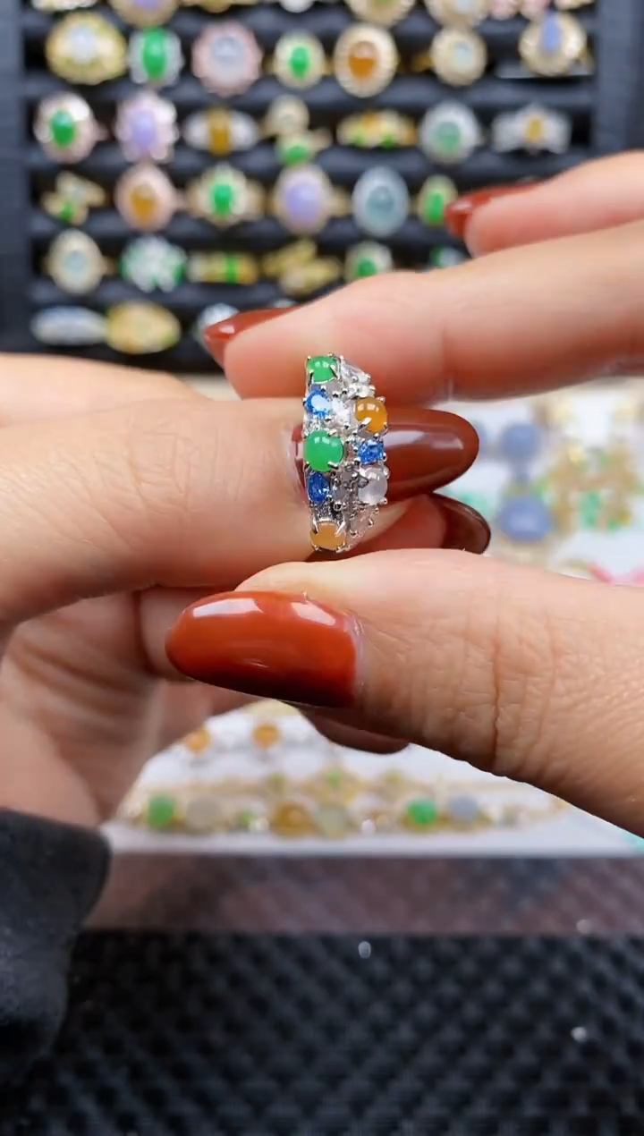 银S925镶嵌戒指翡翠362