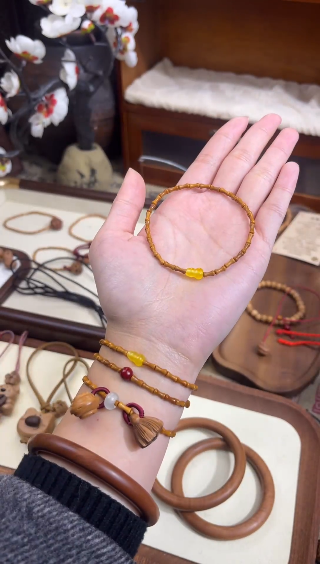 手串桃核【桃缘序】竹节「黄色葫芦」桃木桃核辟、挡、驱、护 备注手围