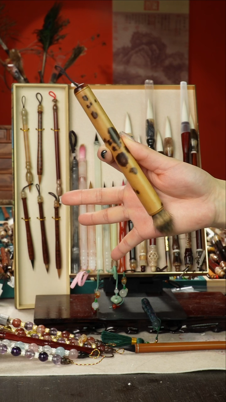 498号闪孤品高货毛笔链接 清水试笔 蘸墨不退