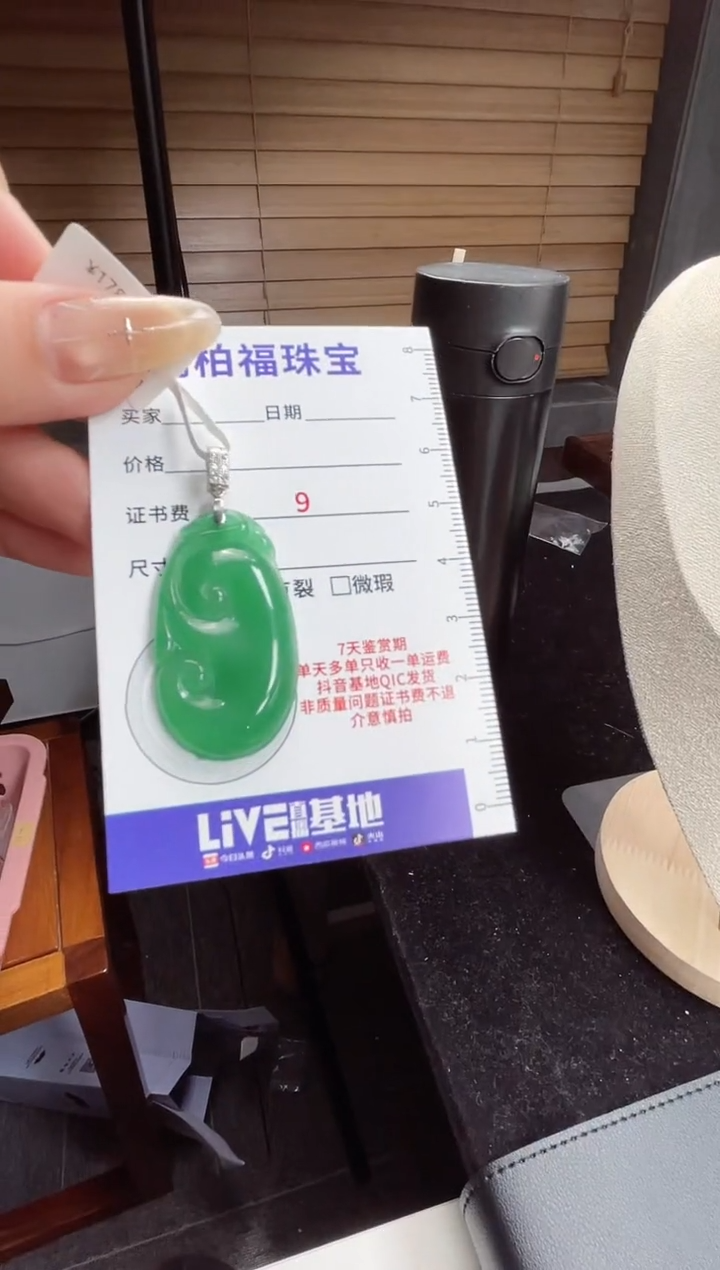 吊坠(赠链)银S925镶嵌石英质玉（非洲翠）31.237如意