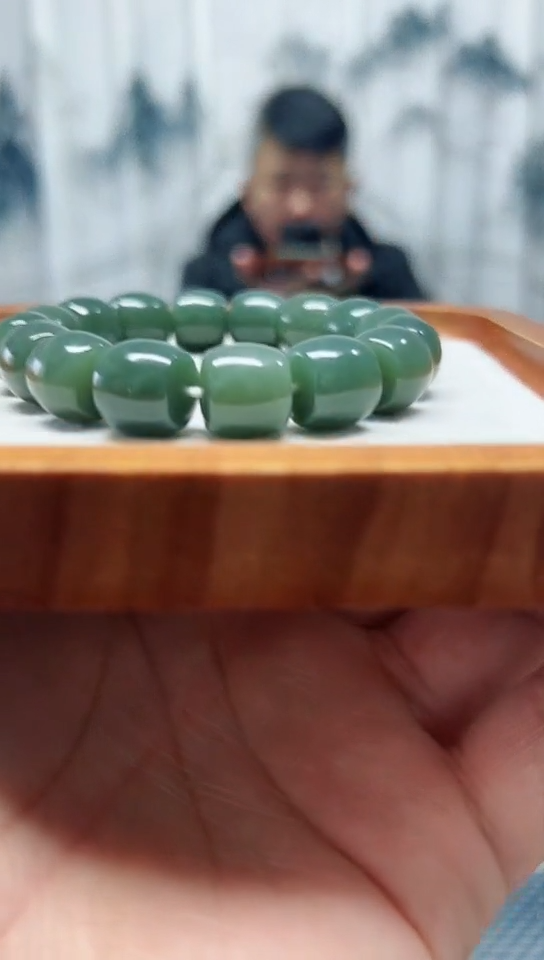 未镶嵌手串和田玉且末正蓝直切卡14纯天然