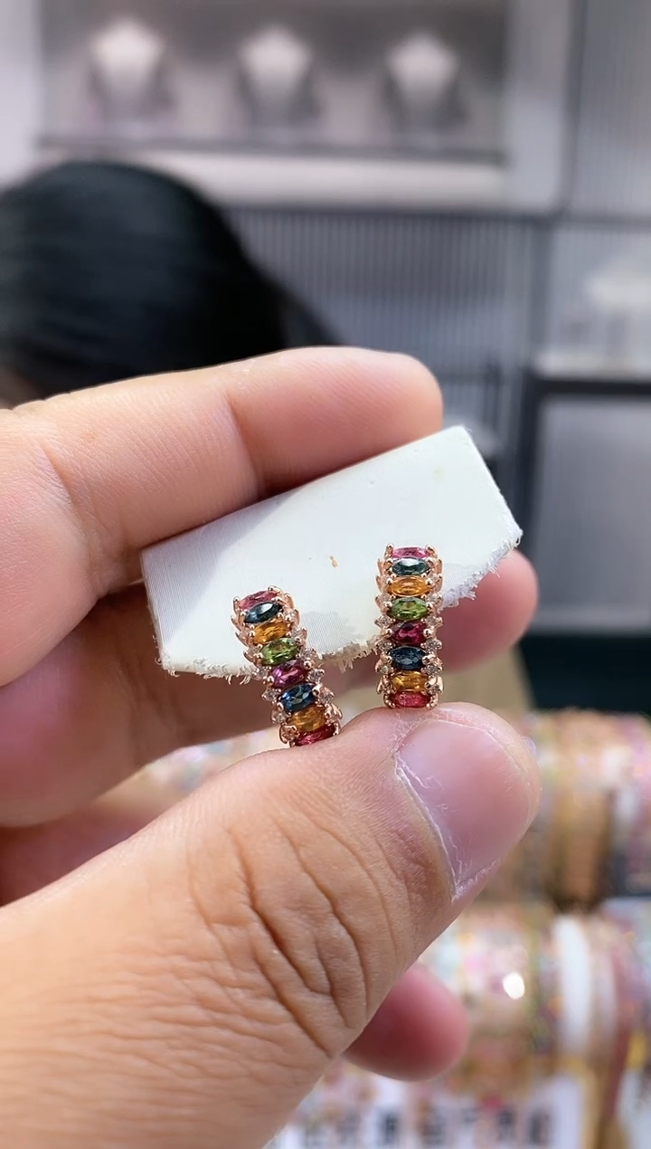 银S925镶嵌耳扣碧玺354354354354354